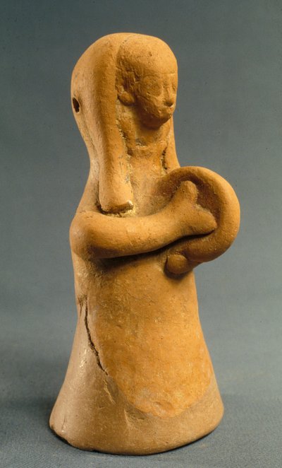 Figur einer Frau, die Zimbeln spielt (Ton) von Phoenician